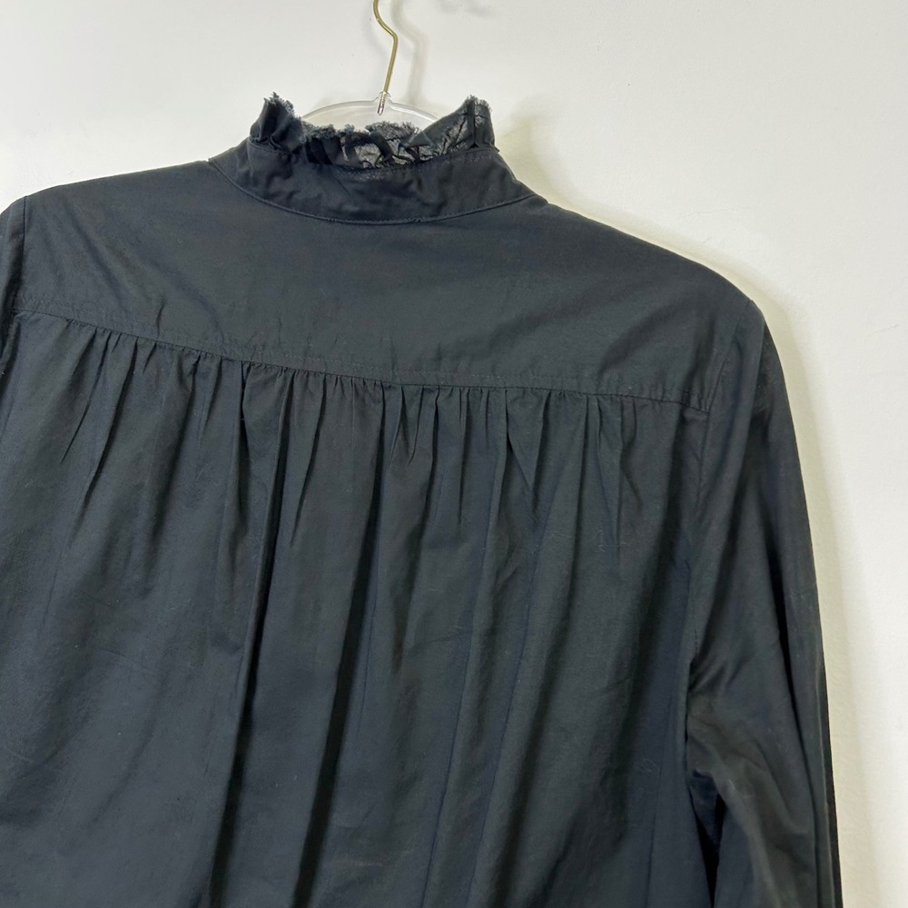 Tuckernuck Teagan Popover Shirt Women's Large Black Top Ruffle - Picture 9 of 9